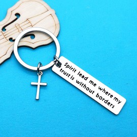 Ximalun Christian Keyring Gifts Bible Verse Gifts Spirit Lead Me Where My Trust is Without Borders Keyring Baptism Gifts Communion Gifts Inspirational Religious Gifts for Women Men Girls Boys