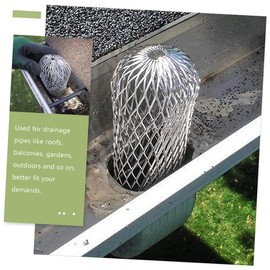 Tofficu 5Pcs Roof Gutter Guards Stainless Steel Downspout Filters Durable Leaf Protectors for Drainage Roofs Balconies and Gardens