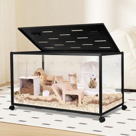 ALLOYNIX Hamster Cage 360-Viewing Metal Large Rat Cage (39.5x19.7x19.7 in) with Top Access & Easy Assembly - Great for Dwarf Syrian Hamster, Gerbil & Mouse (with Wheels)