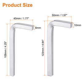 sourcing map 2pcs L-Shaped Square Head Wrench 8mm 10mm CR-V L-Key 4 Points Metric Bolt Wrenches Repairing Tool for Basic Home Repair DIY Project and General Applications