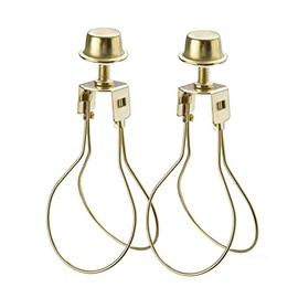 Aspen Creative 20027A, Light Bulb Clip-On Adapter with shade attaching finial in Polished Brass Finish, 2 Pack