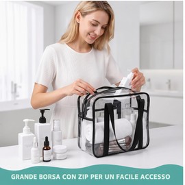 Dexpally Borsa Trasparente per Lavoro PVC Borsa Trasparente Concorsi Clear Tote Bag Borsa a Tracolla Trasparent Clear Bag per Giochi Sportivi (27 x 32 x 10cm)