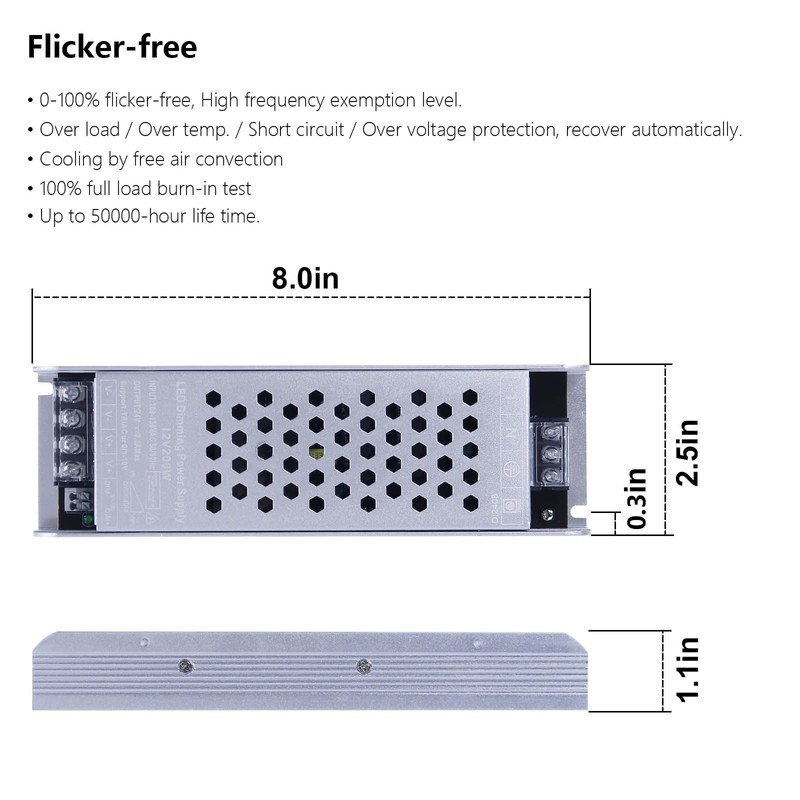 BENLUN Constant Voltage 12V 200W 16,7A Dimmable LED Driver, LED