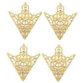 4PCS Retro Hollow Pattern and Angle Triangle Collar Pins Brooch for Women Hollow Floral Shirt Suit Clothing Collar Angle Decoration Parts (Gold)