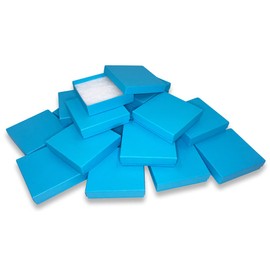 N'icePackaging 100 Qty - Light Sky-Blue Cotton Filled Gift Boxes - Size 3 1/2" x 3 1/2" x 7/8" - USA Made - Holidays/Birthdays/Sales/Storage/Display/Travel