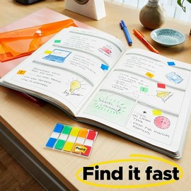 Post-it Banderas de 1,27 cm de ancho en dispensador sobre la marcha – 190 banderas de colores surtidos para marcar y resaltar páginas, portátil y fácil de usar
