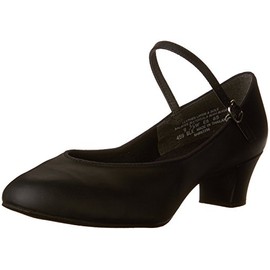 Capezio Women's Suede Sole Jr. Footlight Character Shoe, Black, 7.5 Wide