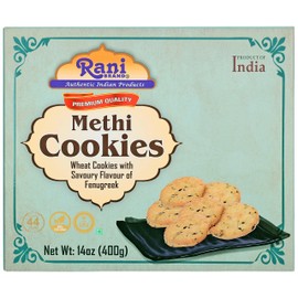 Rani Methi Cookies (Wheat Cookies with Savoury Flavour of Fenugreek) 14oz (400g) Premium Quality Indian Cookies ~ All Natural | Vegan | Non-GMO | Indian Origin