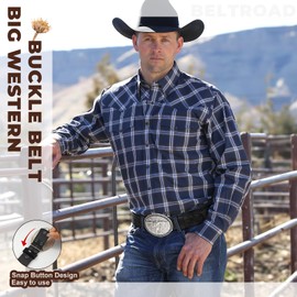 BELTROAD Western Leather Belt for Men Women Cowgirl Cowboy Belt Men Rodeo Western Leather Longhorn Bull Buckle Belt Leather Christmas Gifts Country Belts for Jeans