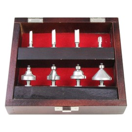 E-Value ERB6-8 Carbide Router Trimmer Bit Set, 8 Pieces, Case Included
