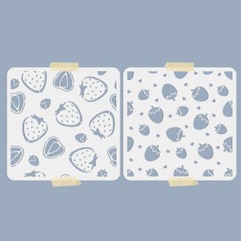 MAYJOYDIY 2PCS Strawberry Stencil Fruits Stencils 11.8×11.8inch Strawberry Wall Decor Washable PET Stencil for DIY Projects and Crafts Kitchen Home Farmhouse Decor