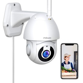 1296P Security Camera Outdoor, Mibao WiFi Home Security Camera with Pan/Tilt 360° View, IP66 Waterproof, Night Vision, Motion Detection, 2-Way Audio, Compatible with iOS/Android, Works with Alexa
