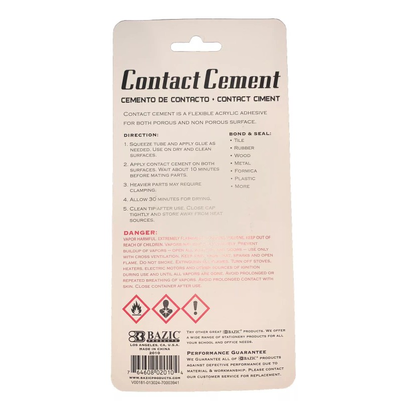 Bazic 1 oz Bazic Contact Cement Glue Strong Bond &