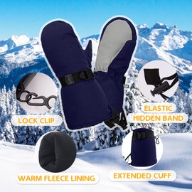 ROUDJER Toddler Mittens, Winter Outdoor Waterproof Snow Ski Warm Toddler Gloves for 2-4 Years Boys and Girls (Navy)