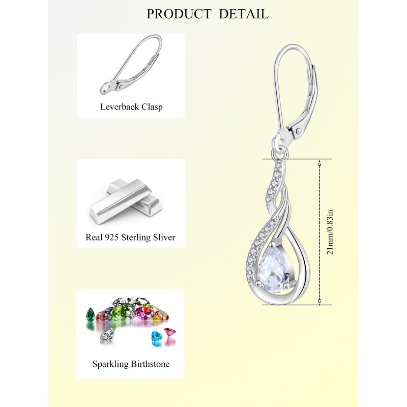 JIWOY Infinity Dangle Earrings 925 Sterling Silver Twisted Drop Earring