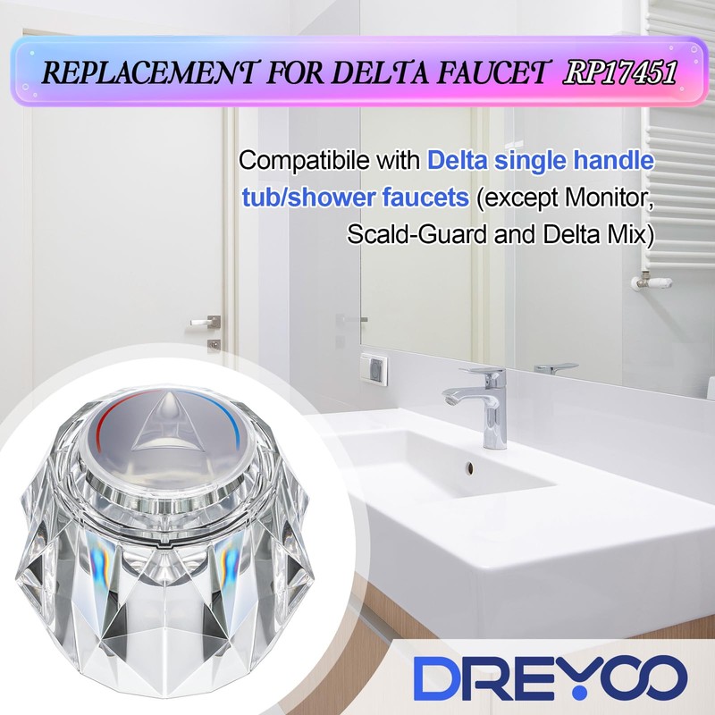 Dreyoo Faucet Handle Compatible with Delta RP17451, Replacement Faucet Handle
