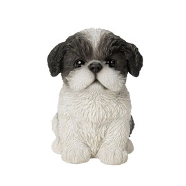 Uvia Sitting Shih Tzu Black and White 4.1 x 3.0 x 4.1 inches (10.3 x 7.5 x 10.5 cm) Doll Figurine Figurine Animal Garden Decoration Dog Dog H16592