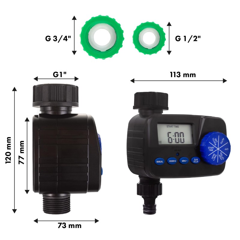 Green Blue Irrigation Control, Electronic Watering Timer with IP55 Protection,