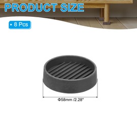 PATIKIL 2" Round Rubber Furniture Pad, 8 Pack Non Slip Caster Cups Anti Skid Floor Protectors for Furniture Feet Bed Couch Chair Table Stopper, Black