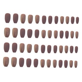 Healeved Pack of 48 Women False Nails Full Coverage Short Press-on Nail Tips Ballet Design Material for Diy or Nail Salons