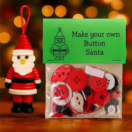 DIYS Button Christmas Ornament Kit,Christmas Decorations Home, Santa Claus Christmas Buttons,Cute Santa Claus Buttons Craft Pendant Ornament Kit,Make Your Own Tree Decorations for Craft Enthusiasts
