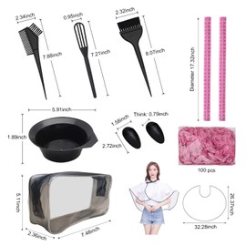 ZFISH 26-Piece Hair dye Set, DIY Beauty Salon Tool Set, Hair dye Bowl/Hair dye Brush/Mixing Spoon/Ear Muffs/Gloves/Color Comb Hair dye kit/Cosmetic Bag/Hair dye Shawl (Black)