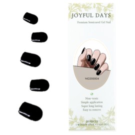 JOYFUL DAYS Gelnägelstreifen, halbgehärtet, Aufkleber für Gel-Nagellack, ungiftig, DIY, selbstklebend, 20 Stück, inklusive Nagelfeile und Stick (schwarz)