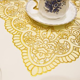 Utobanh Floral Lace Tablecloth Flowers Pattened Small Rectangle Table Cloth Coffee Table Cover for Tea Table Party Home and Kitchen Dining 24x48 inch