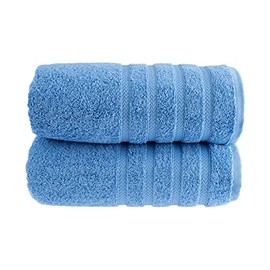 HALLEY Turkish 2 Pack Premium Bath Towels (2 Pieces) 650 GSM Highly Absorbent Super Soft 100% Cotton - 2 Bath Towels (Blue)