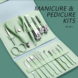 Lyhoosin Nail Clipper Set Professional Stainless Steel Nail Care Tool Sixteen Pieces in One