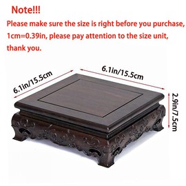 GOLDY&WENDY Wooden Black Pedestal Square Chinese Luxury Display Stand for Statue Crafts Ornament Show Riser, 6.1x6.1x2.9in
