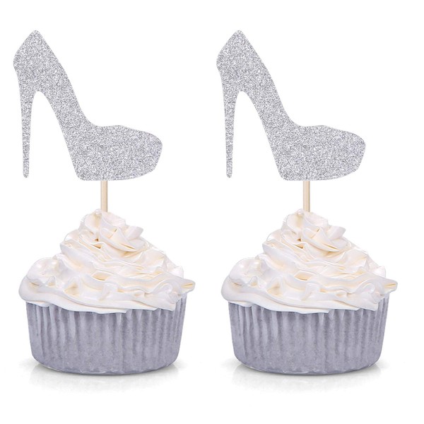 Decoraciones para cupcakes de tacón alto para niña para boda, compromiso, boda, fiesta, fiesta de despedida de soltera, set de 24