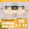 Spiglamm 3-Lights Black and Gold Bathroom Light Fixtures Over Mirror,