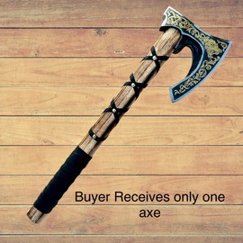 AX-7004 Custom Gift Forged Carbon Steel Viking Axe with Rose Wood Shaft, Viking Bearded Camping Axe