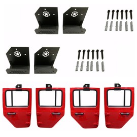 SEMTION Jeep Door Hangers, 4pcs Door Storage Rack on Gagage Wall with Star Totem Compatible with Jeep Wrangler JK JKU TJ JL JLU JT Gladiator 4 Doors 1945-2025 Ford Bronco