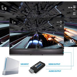 PORTHOLIC - Convertidor Wii a HDMI 1080P para dispositivo Full HD, adaptador Wii HDMI con conector de audio de 3,5 mm y salida HDMI compatible con Wii, Wii U, HDTV, monitores compatibles con modos de