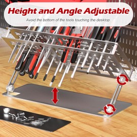 Vilaxing Screwdriver Organizer Holder Screw-Driver Storage Rack for Desktop, Angle and Height Adjustable, Carbon Steel Tool Holding Shelf for rc Repair, Plier (Silver)