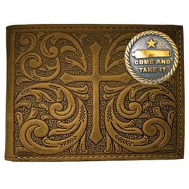 GENUINE TEXAS BRAND Custom Come And Take It Nocona Soft Leather Cross Bifold Wallet