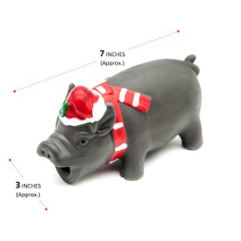Petopedia 7" Long PIG Squeaky Dog Toys LATEX Dog Chew Toys Standing PIGS Dog Gifts GOGGLES SCARF SKI BLADE Fetch Interactive Dog Toys for Boredom Dog Puppy Toys (Grey, PIG(Scarf))