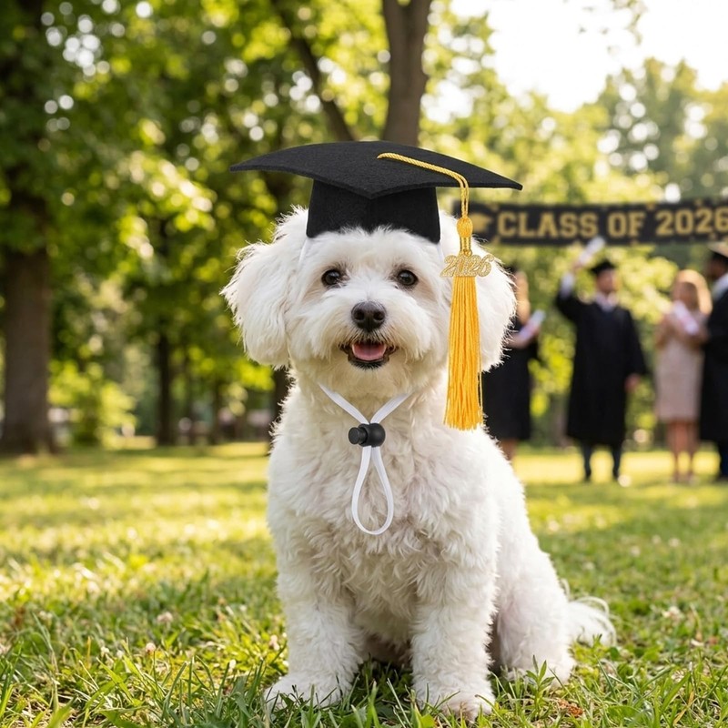 Cat Graduation Cap, Mini Graduation Caps Set for Small Pets,