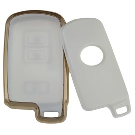 REPROTECTING TPU Key Fob Cover Compatible with Toyota 4Runner C-HR Highlander Land Cruiser Prius C Prius V RAV4 (3 Buttons) (White/Green)