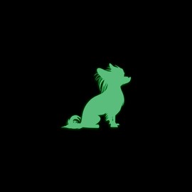 Chinese Crested Dog Silhouette Glow in The Dark Sticker Decal for Phone Tablet Laptop Car Truck Window | 4" Sticker | Green