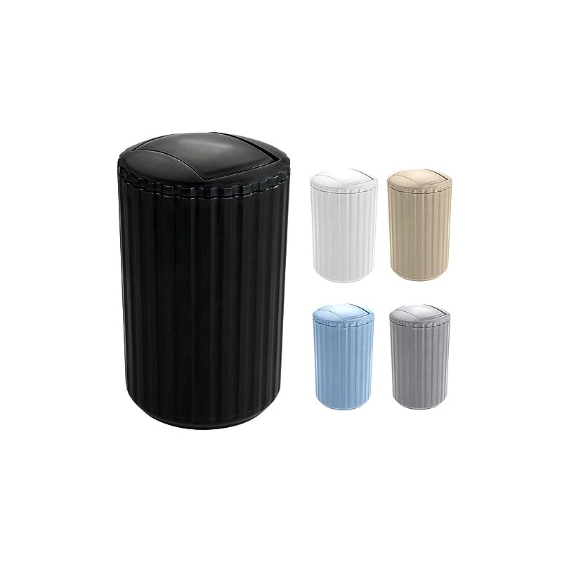 WK Alstar 3Ltr Compact Bathroom Bin/Small Swing Bin (Black)