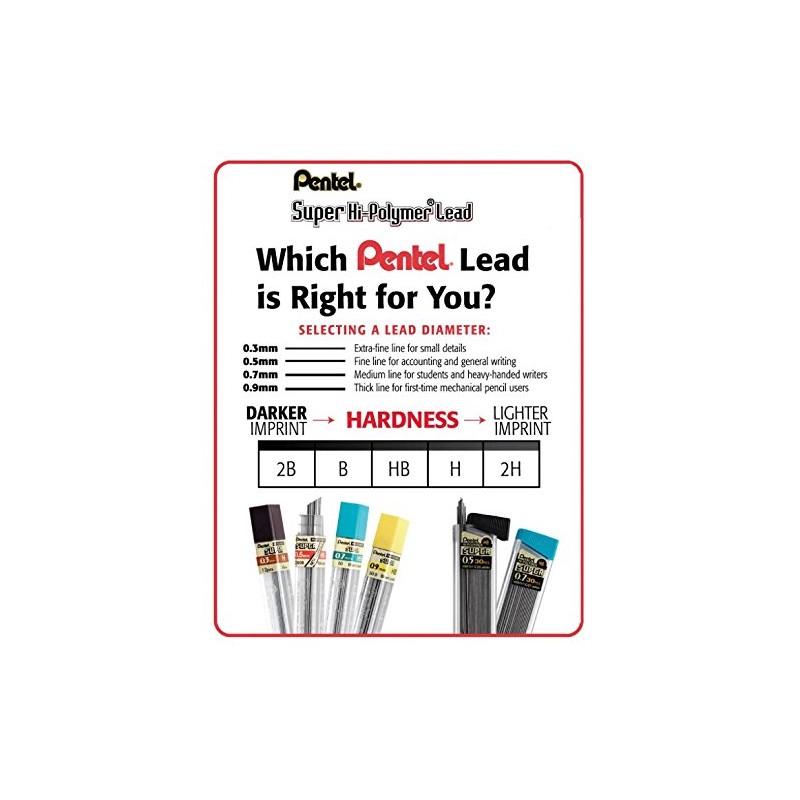 Pentel 0.7mm Size B Shade Hardness Pencil Refill Replacement Spare