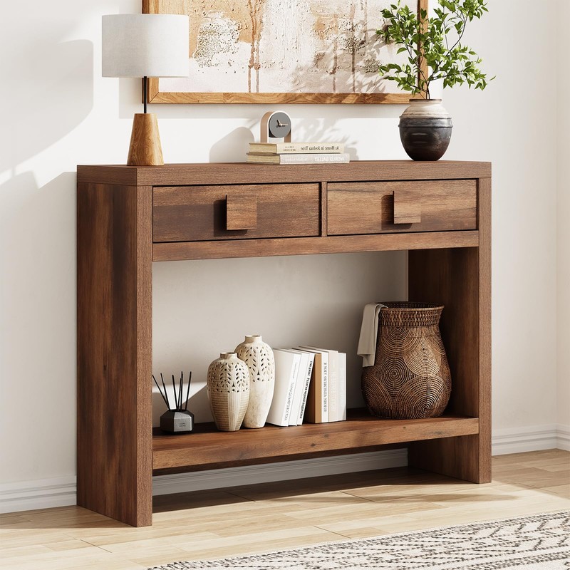 ONBRILL Console Table with Drawers, 40 Inch Narrow Entryway Table
