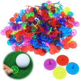 VEASAERS Golf Ball Markers Bulk 100 Pcs Position Marker Multicolor Transparent Plastic 25mm Flat Round Golf Mark Accessories (100 Pcs-Transparent Multicolor)