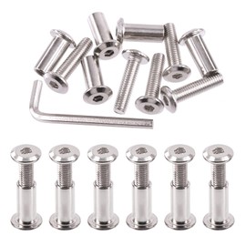 Swpeet Nickel Plated Sliver Binding Screws Hex Drive Socket Cap Bolts Barrel Nuts Assortment Kit with 1Pcs Allen Wrench, Screw Post Fit for Furniture Countsunk Belt
