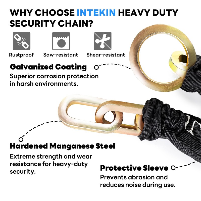 INTEKIN Maximum Security Chain 4 ft x 1/2" Thick Bicycle