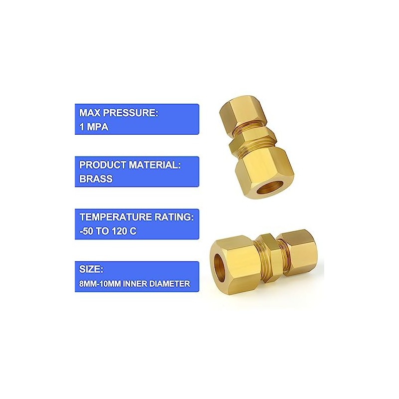 ERGAOBOY 2 Pcs 8MM OD X 10MM OD Brass Reduction