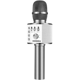 BONAOK Wireless Bluetooth Karaoke Microphone,3-in-1 Portable Handheld Karaoke Mic Speaker Machine Home Party Birthday for All Smartphones (SpaceGray)